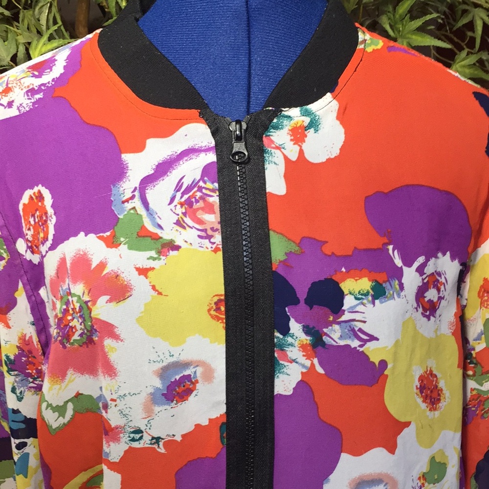 Floral sheer bomber  jacket Size Large XL - Picture 2 of 8